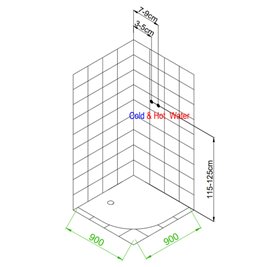 Kabina prysznicowa półokrągła zabudowana na wysokim brodziku 90x90 Nina
