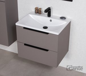 Szafka łazienkowa frezowana wisząca z umywalką 60 cm 46/2 Sydney kolor taupe