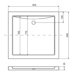 Brodzik kwadratowy 90x90 Aquarius Besco