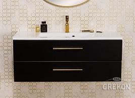 Szafka wisząca z umywalką czarny mat 100 cm Belli Gold Gante
