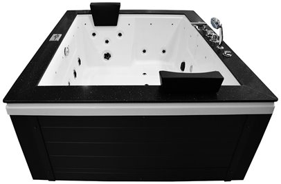Czarna prostokątna wanna z hydromasażem 180x150 cm MUS-1089C