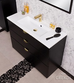 Czarna matowa szafka łazienkowa z umywalką 100/3 cm Victa Gante