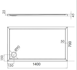 Brodzik prysznicowy na nośniku, 70x140 Merton 70/140/P