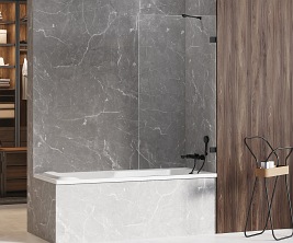 Czarny parawan wannowy 80x150 EXK-1979-WP Avexa Black