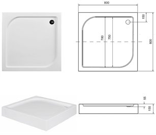 Brodzik prysznicowy kwadratowy 80x80 cm BVTSQ80/14 Bravat