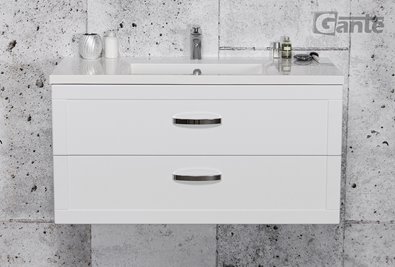 Biała matowa szafka łazienkowa wisząca z umywalką 100 cm 46/2 Meiva