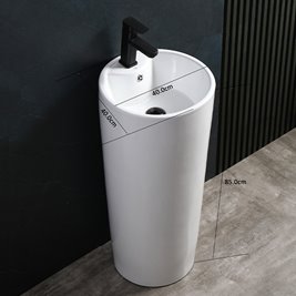 Umywalka wolnostojąca ceramiczna owalna biała 85x40 cm LINO-WH-400