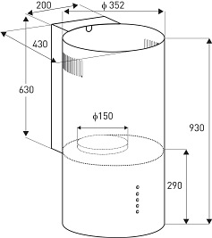 Okap wyspowy przyścienny 35 cm czarny Osaka Focus