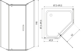 Kabina prysznicowa pięciokątna 90x90 Metro Kerra Black