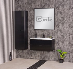 Szafka łazienkowa z umywalką wisząca szklane fronty czarny mat 80 cm Bravia Gante