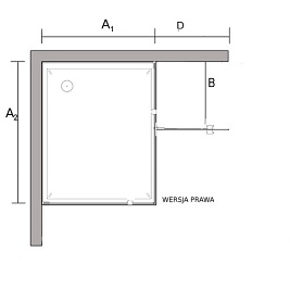 Złota prostokątna kabina prysznicowa 100x80 BK248T08/10ZP Fresh Line Prawa