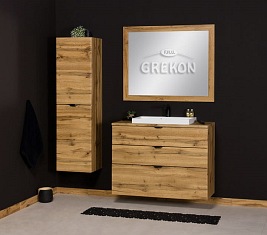 Szafka łazienkowa z umywalką nablatową dąb naturalny 100 cm Victa Gante