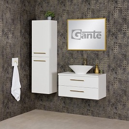 Szafka wisząca biały mat z umywalką nablatową 80 cm Belli Gold Gante