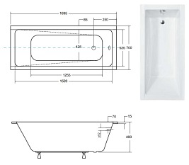 Wanna prostokątna do zabudowy 170 cm Modern Slim Besco