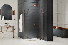 Miedziana kabina pięciokątna 100x80 EXK-3827 Avexa New Trendy Copper Brushed