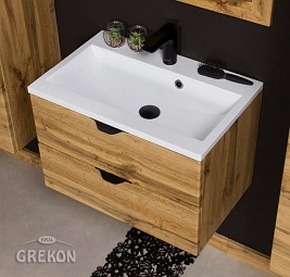 Szafka łazienkowa z umywalką wisząca dąb naturalny 60 cm Victa Gante