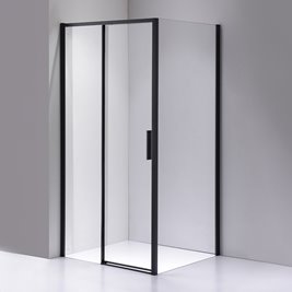 Czarna prostokątna kabina prysznicowa Super Slim Nova 120x80 drzwi rozsuwane
