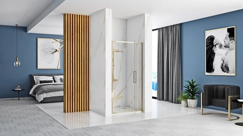 Złote drzwi prysznicowe uchylne 100 cm Rapid Swing Rea