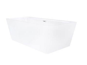 Wanna akrylowa, przyścienna wolnostojąca Iseo Corsan 160 cm korek klik-klak biały