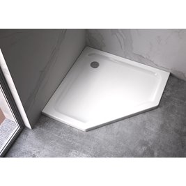 Biały brodzik prysznicowy pięciokątny 100x100 ST07C wysokość 5 cm