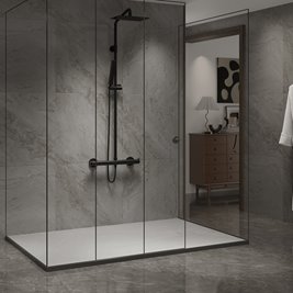 Biały brodzik prysznicowy prostokątny o strukturze kamienia 130x80 cm Riko Hydrosan