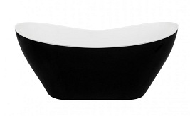 Matowa wanna z konglomeratu czarno-biała 170 cm + klik-klak chrom Viya Matt B&W Besco WMMC-170V