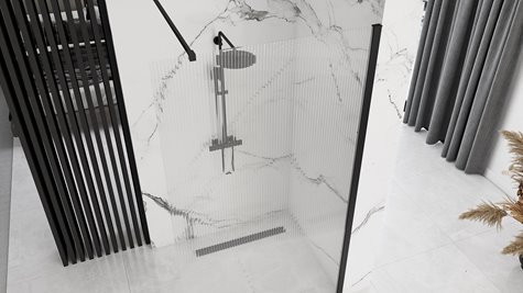 Czarna ścianka prysznicowa walk-in 100 cm Aero Intimo Black Mat Rea