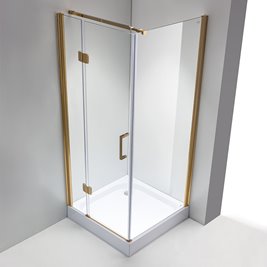 Złota kabina prysznicowa 80x80 kwadratowa drzwi uchylne KZ1390A