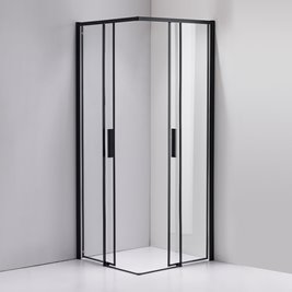 Czarna kabina prysznicowa kwadratowa Super Slim Nova 90x90 drzwi rozsuwane