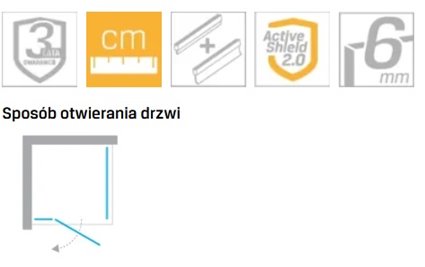 Kabina prysznicowa uchylna lewa kolor chrom 100x70 cm K-3608 New Trendy Nesta Chrome