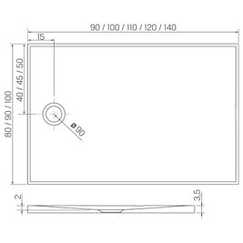 Brodzik prostokątny 140x80 konglomerat kolor antracyt New Trendy Nex Shade B-0511
