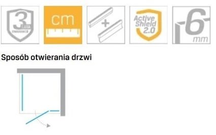 Kabina prysznicowa uchylna prawa kolor złoty szczotkowany 90x110 cm K-4440 New Trendy Nesta Gold Brushed