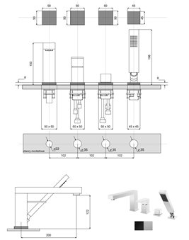 Bateria wannowa 4-otworowa czarny matt Modern/ Varium Besco BW-MV4-CZ