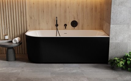 Denaya Besco B&W czarno-biała wanna wolnostojąca 150 cm prawa syfon złoty WASB-150DPG