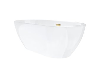 Wanna akrylowa, wolnostojąca Reno Corsan 160 cm korek klik-klak złoty szczotkowany