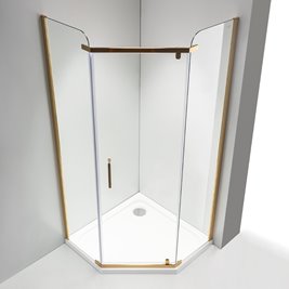 Złota kabina prysznicowa pięciokątna 90x90 drzwi uchylne  KZ91B