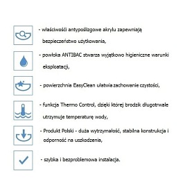 Czarno-biała wanna symetryczna narożna z obudową 140x140 Mia Besco