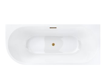 Wanna narożna przyścienna 170 cm Intero Corsan Prawa korek klik-klak złoty szczotkowany