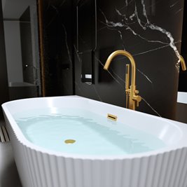 Wanna wolnostojąca przyścienna korek oraz przelew złoty szczotkowany 170 cm Carlo Hydrosan