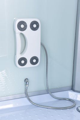 Kabina prysznicowa z sauną parową i hydromasażem półokrągła zabudowana biała 110x110 MO-0513DS