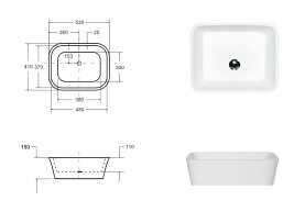 Matowa czarno-biała umywalka nablatowa 40x50 cm z konglomeratu Assos Matt B&W Besco UMMC-A-NB