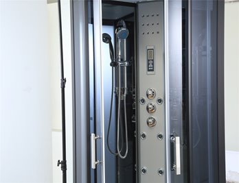 Kabina prysznicowa sauna parowa hydromasaż półokrągła zabudowana czarna 100x100 MO-0513CBS