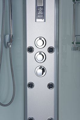 Kabina prysznicowa z sauną parową i hydromasażem półokrągła zabudowana biała 100x100 MO-0513CS