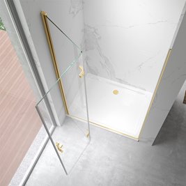 Złote drzwi prysznicowe składane do wnęki 90 cm ZES-KZ21C-GL-90
