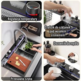 Zlewozmywak kuchenny stalowy jednokomorowy czarny ARGOS 68X46 ASI 304