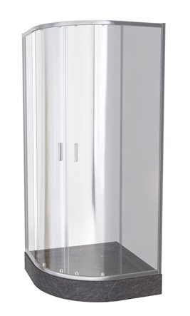 Zarya Besco chromowana kabina prysznicowa 90x90 powłoka ProClean + czarny brodzik 15 cm Alex Stone Effect Black