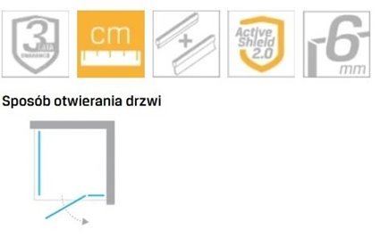 Kabina prysznicowa uchylna prawa kolor chrom 90x100 cm K-3635 New Trendy Nesta Chrome