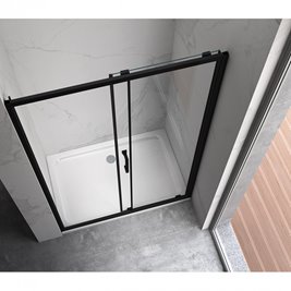 Czarne drzwi prysznicowe do wnęki 125-130 cm rozsuwane KZ14DB