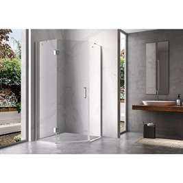 Chromowana kabina prysznicowa pięciokątna 100x100 drzwi uchylne KZ10C