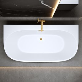 Wanna wolnostojąca przyścienna złoty szczotkowany przelew oraz korek 170 cm Nora Hydrosan